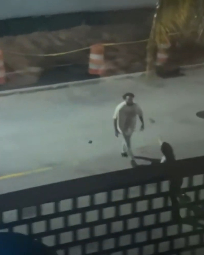 Traffic camera footage showing Lorent Junior Pion and Nahomi Cittadini in a dimly lit street, capturing a distressing moment live. Traffic camera footage showing Lorent Junior Pion and Nahomi Cittadini in a dimly lit street, capturing a distressing moment live.