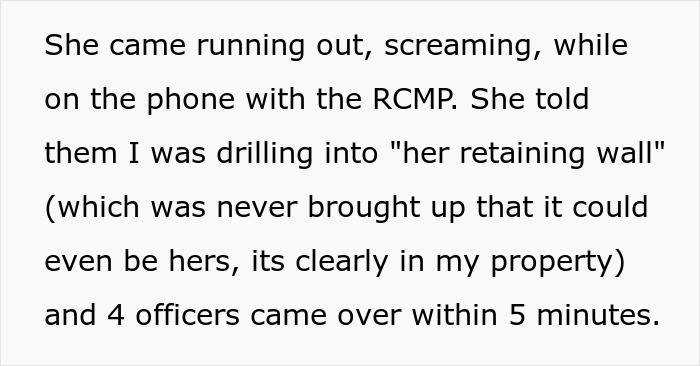 Text from a story about a neighbor's reaction and police involvement. Text from a story about a neighbor's reaction and police involvement.