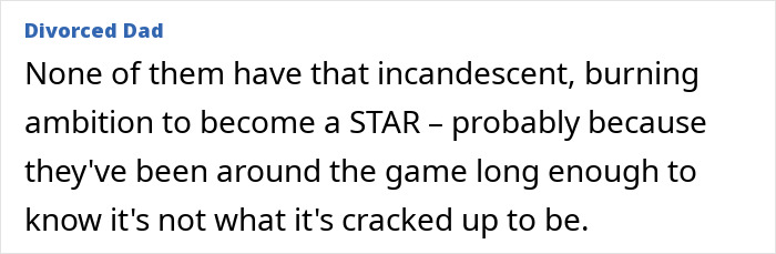 Text image discussing nepo babies lacking ambition to become stars in entertainment industry. Text image discussing nepo babies lacking ambition to become stars in entertainment industry.