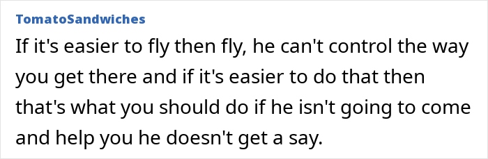 Comment on travel decision related to prioritizing baby's health over attending MIL's funeral.
