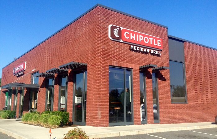 Chipotle Mexican Grill exterior, often mentioned in discussions about hyped fast foods that disappointed.
