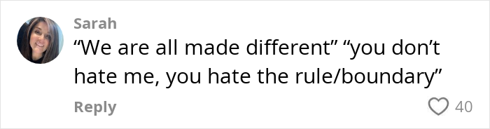 Comment by Sarah sharing parenting one-liners for easier communication, with 40 likes. Comment by Sarah sharing parenting one-liners for easier communication, with 40 likes.