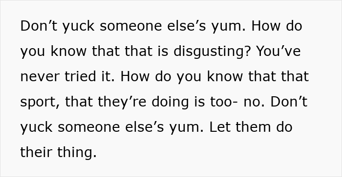Text encouraging respectful parenting communication with kids, advising not to criticize others' preferences. Text encouraging respectful parenting communication with kids, advising not to criticize others' preferences.