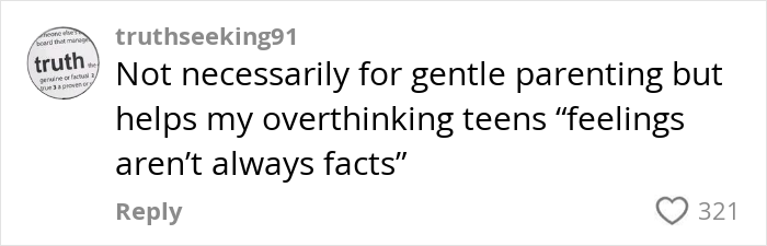 Comment with parenting advice: "Feelings aren’t always facts," aimed at helping overthinking teens. Comment with parenting advice: "Feelings aren’t always facts," aimed at helping overthinking teens.