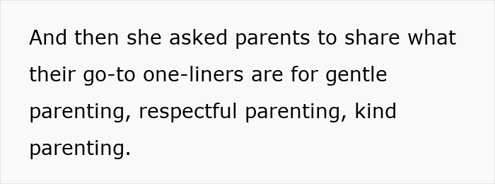 Text discussing parenting one-liners for gentle, respectful, and kind parenting strategies. Text discussing parenting one-liners for gentle, respectful, and kind parenting strategies.