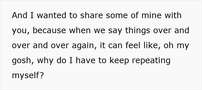 Text discussing the repetition in parenting to improve communication with kids. Text discussing the repetition in parenting to improve communication with kids.