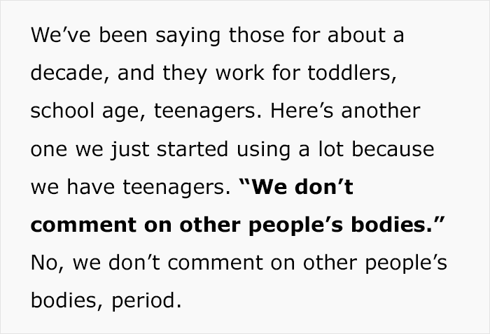 Text on preventing body comments, useful for parenting communication with teenagers. Text on preventing body comments, useful for parenting communication with teenagers.