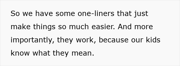 Text on image discussing effective one-liners for easier parenting and communication with kids. Text on image discussing effective one-liners for easier parenting and communication with kids.