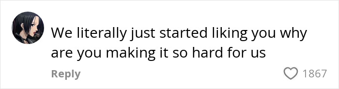 Comment about Benny Blanco's shower habit with 1867 likes, expressing fan frustration.