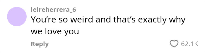 Comment showing fan's affection despite Benny Blanco's shower habit, saying "You're so weird and that's exactly why we love you.