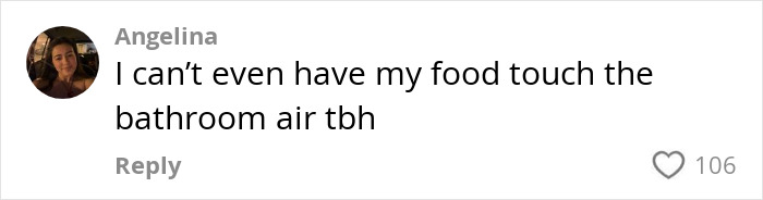 Comment reacting to Benny Blanco's shower habit, expressing disgust over food touching bathroom air.