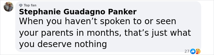 Comment about parental relationships in a social media post discussing inheritance.