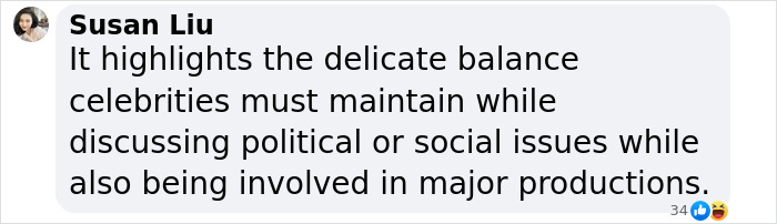 Susan Liu discusses celebrity roles in political and social issues related to major productions.