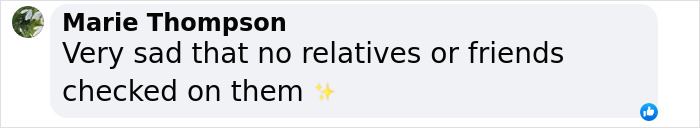 Comment by Marie Thompson expressing sadness over lack of support, related to Gene Hackman's wife's autopsy and rats.