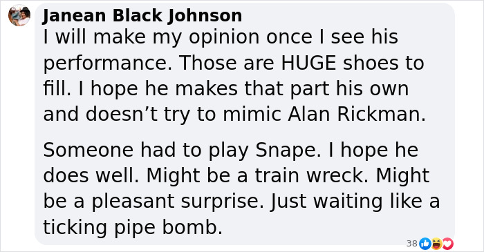 Janean discusses Severus Snape's makeover and actor performance concerns in the new Harry Potter series. Janean discusses Severus Snape's makeover and actor performance concerns in the new Harry Potter series.