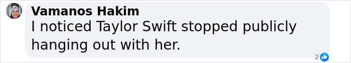 Text message about Taylor Swift distancing herself from someone.