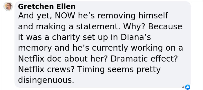 Text exchange about Prince Harry leaving his charity amid accusations.