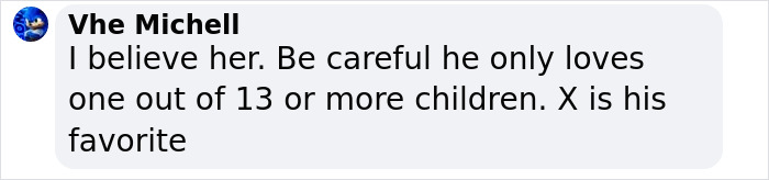 Comment mentioning Elon Musk's daughter and preferences among children.