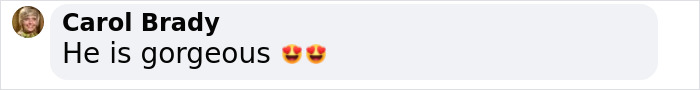 Comment stating "He is gorgeous" with heart-eyes emojis, referencing Richard Wilkins' son's transformation.