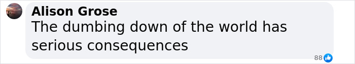 Comment by Alison Grose on the consequences of diminished common sense in society. Comment by Alison Grose on the consequences of diminished common sense in society.