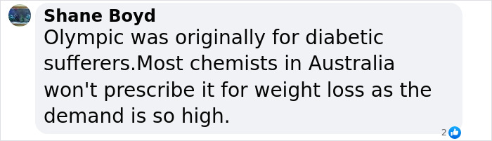 Text comment about medication use for diabetes in Australia, related to weight loss demand.