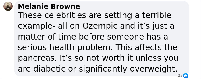 Text message criticizing celebrities using Ozempic amid Kelly Osbourne weight loss rumors.