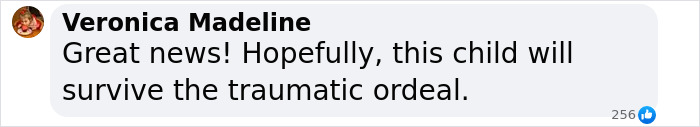 Comment by Veronica Madeline reacting to the news of the abducted boy from Netflix documentary being found. Comment by Veronica Madeline reacting to the news of the abducted boy from Netflix documentary being found.