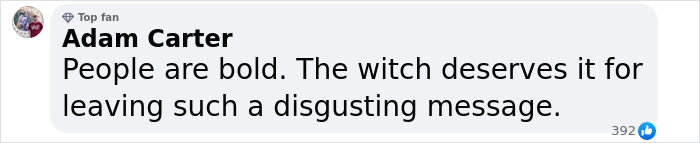 Comment discussing woman fired for disgusting message on bill.