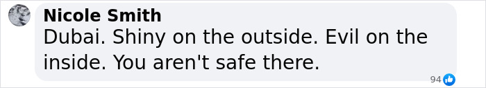 Comment discussing safety concerns in Dubai.