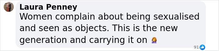 Comment about Sabrina Carpenter's Brit Awards performance, mentioning sexualization.