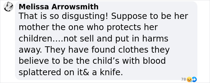 Comment reacting to mom accused of selling daughter due to light skin and eyes.