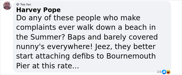 Comment discussing complaints about Sabrina Carpenter&rsquo;s show and Charli XCX&rsquo;s dress, referencing summer beach attire.