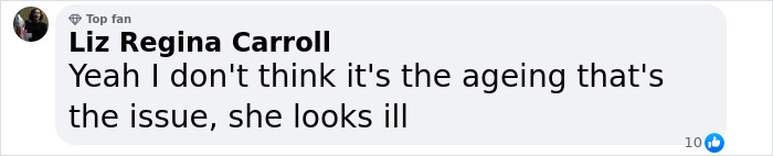 Fan comment expressing concern over &ldquo;Scrubs&rdquo; star's post-divorce appearance.