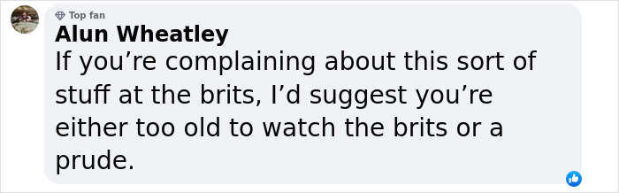 Social media comment on complaints regarding Sabrina Carpenter's show and Charli XCX's dress at the Brits.