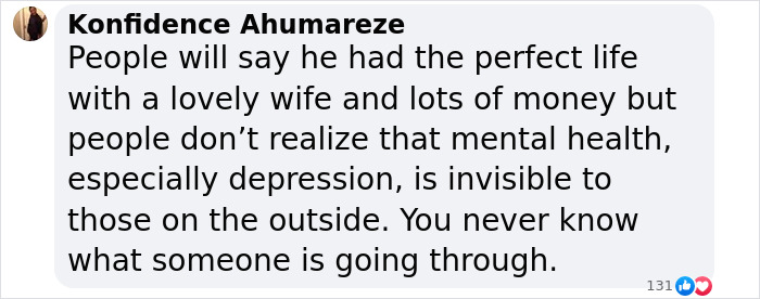 Text about mental health challenges and depression related to a public figure's separation.