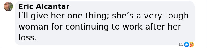 Comment praising Aubrey Plaza's resilience after personal loss, with emojis below.