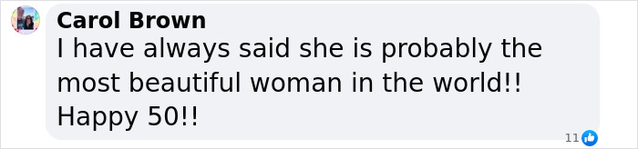 Comment praising Eva Longoria's beauty on her 50th birthday.