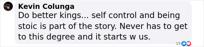 Comment on self-control and stoicism amid horrific homicide incident discussion. Comment on self-control and stoicism amid horrific homicide incident discussion.