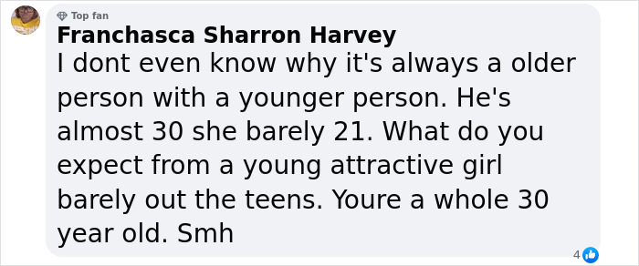 Text conversation discussing age differences in relationships. Text conversation discussing age differences in relationships.