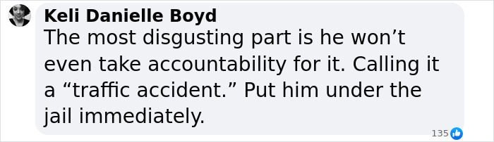 Text message expressing outrage over a woman's homicide labeled a "traffic accident. Text message expressing outrage over a woman's homicide labeled a "traffic accident.