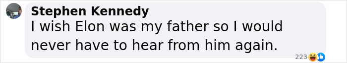 Stephen Kennedy's humorous comment about Elon Musk as a father, reflecting on social media sentiments.