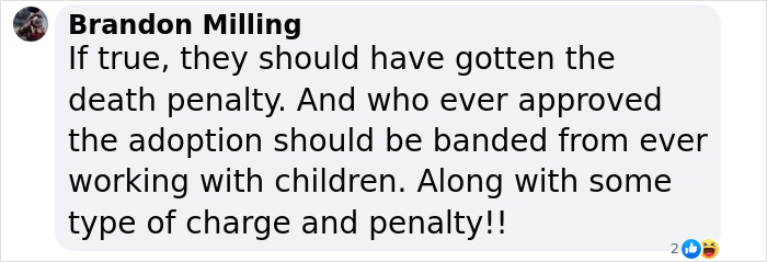 Comment by Brandon Milling expressing anger over mishandled adoption case. Comment by Brandon Milling expressing anger over mishandled adoption case.