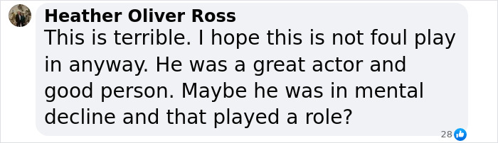 Comment discussing Gene Hackman, expressing concern over mental decline's role in recent events. Comment discussing Gene Hackman, expressing concern over mental decline's role in recent events.