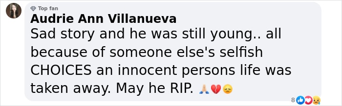 Comment expressing sorrow for a YouTube star's passing after being taken off life support following an accident. Comment expressing sorrow for a YouTube star's passing after being taken off life support following an accident.