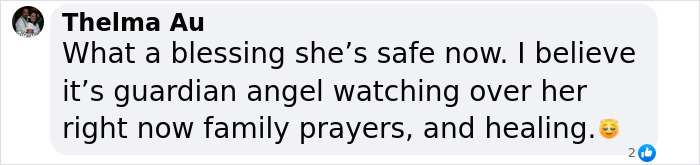 Thelma Au's comment on alleged Hawaii doctor incident, expressing relief and gratitude for safety. Thelma Au's comment on alleged Hawaii doctor incident, expressing relief and gratitude for safety.
