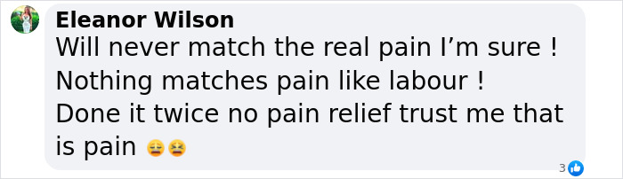 Comment on labor pain, highlighting its unmatched intensity compared to a childbirth simulation experience. Comment on labor pain, highlighting its unmatched intensity compared to a childbirth simulation experience.