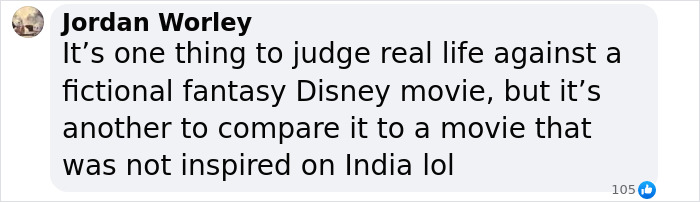 Comment criticizing Kim Kardashian for comparing India to Disney's 'Aladdin'.