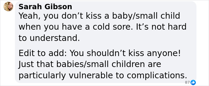 Text screenshot discussing the risk of herpes to toddlers, emphasizing vulnerability to complications. Text screenshot discussing the risk of herpes to toddlers, emphasizing vulnerability to complications.