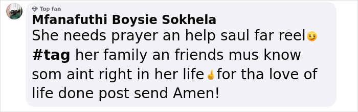 Comment discussing woman&rsquo;s airport incident, urging help and prayers.