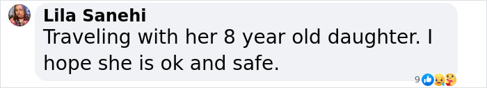 Comment expressing concern for traveling woman's safety with daughter.